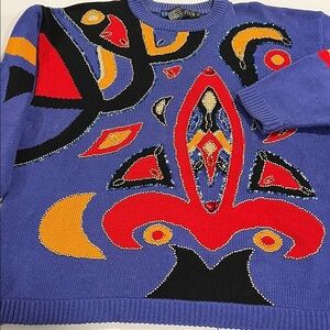 IB Diffusion - L, Colorful Abstract Pattern Sweater, beaded